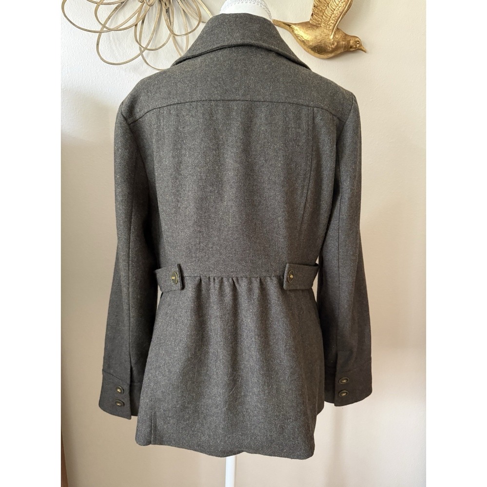 Anthropologie Tabitha Olive Wool Blend Ruffle Jacket Coat Size‎ 10 Wool Blend - Picture 4 of 6